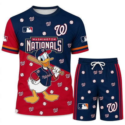 Cartoon Duck Baseball Fan T-Shirt And Shorts Set, Sport Outfit Combo | 30 Teams Available