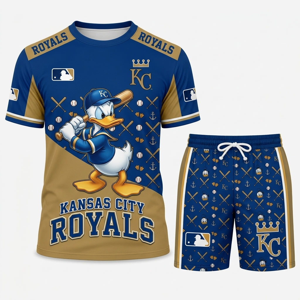 Cartoon Duck Baseball Fan T-Shirt And Shorts Set, Sport Outfit Combo | 30 Teams Available
