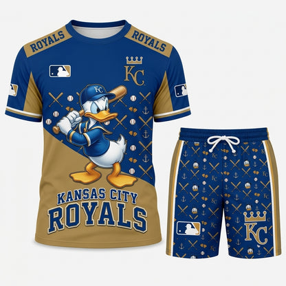 Cartoon Duck Baseball Fan T-Shirt And Shorts Set, Sport Outfit Combo | 30 Teams Available