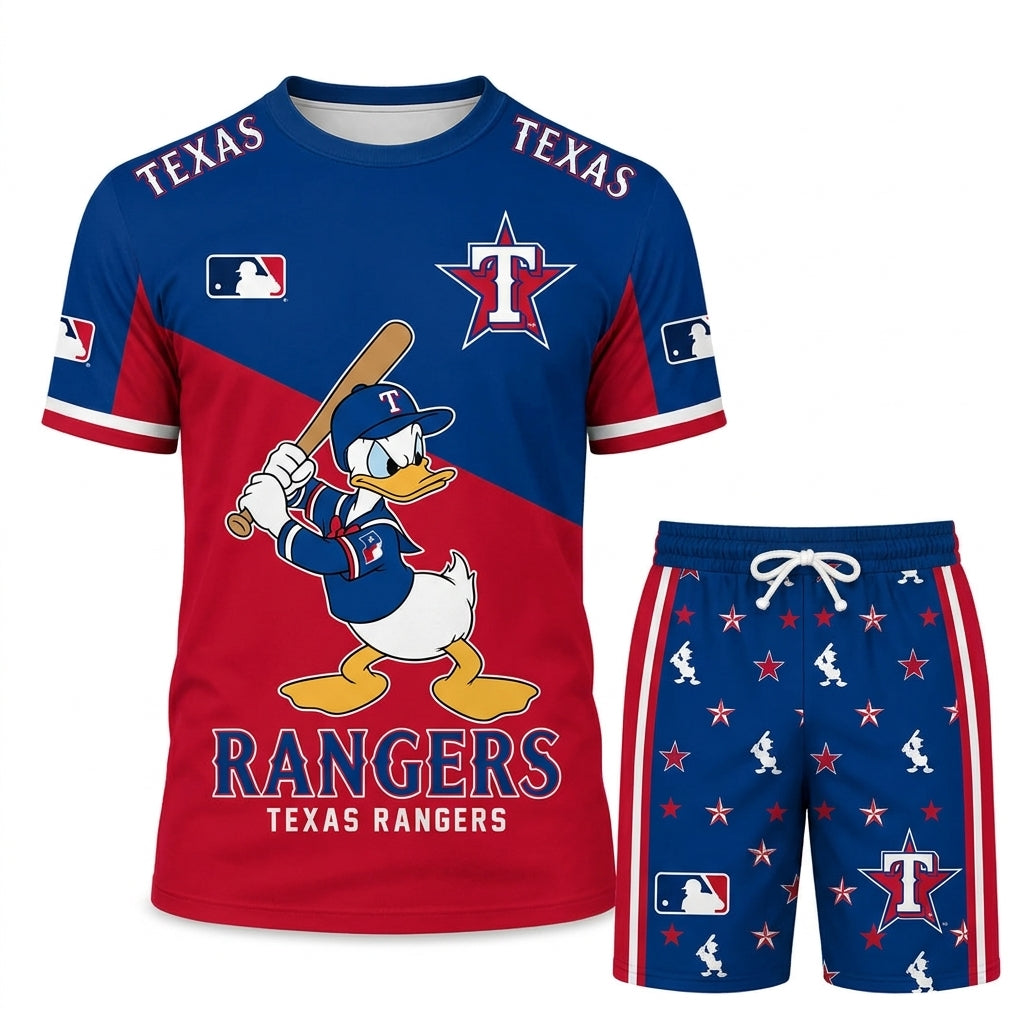 Cartoon Duck Baseball Fan T-Shirt And Shorts Set, Sport Outfit Combo | 30 Teams Available