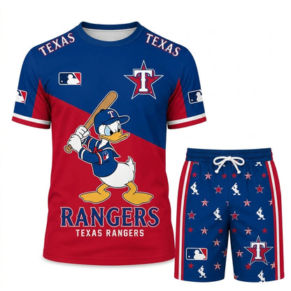 Cartoon Duck Baseball Fan T-Shirt And Shorts Set, Sport Outfit Combo | 30 Teams Available