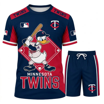 Cartoon Duck Baseball Fan T-Shirt And Shorts Set, Sport Outfit Combo | 30 Teams Available