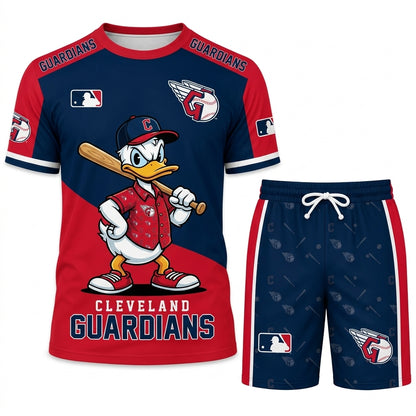 Cartoon Duck Baseball Fan T-Shirt And Shorts Set, Sport Outfit Combo | 30 Teams Available