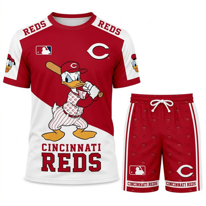 Cartoon Duck Baseball Fan T-Shirt And Shorts Set, Sport Outfit Combo | 30 Teams Available