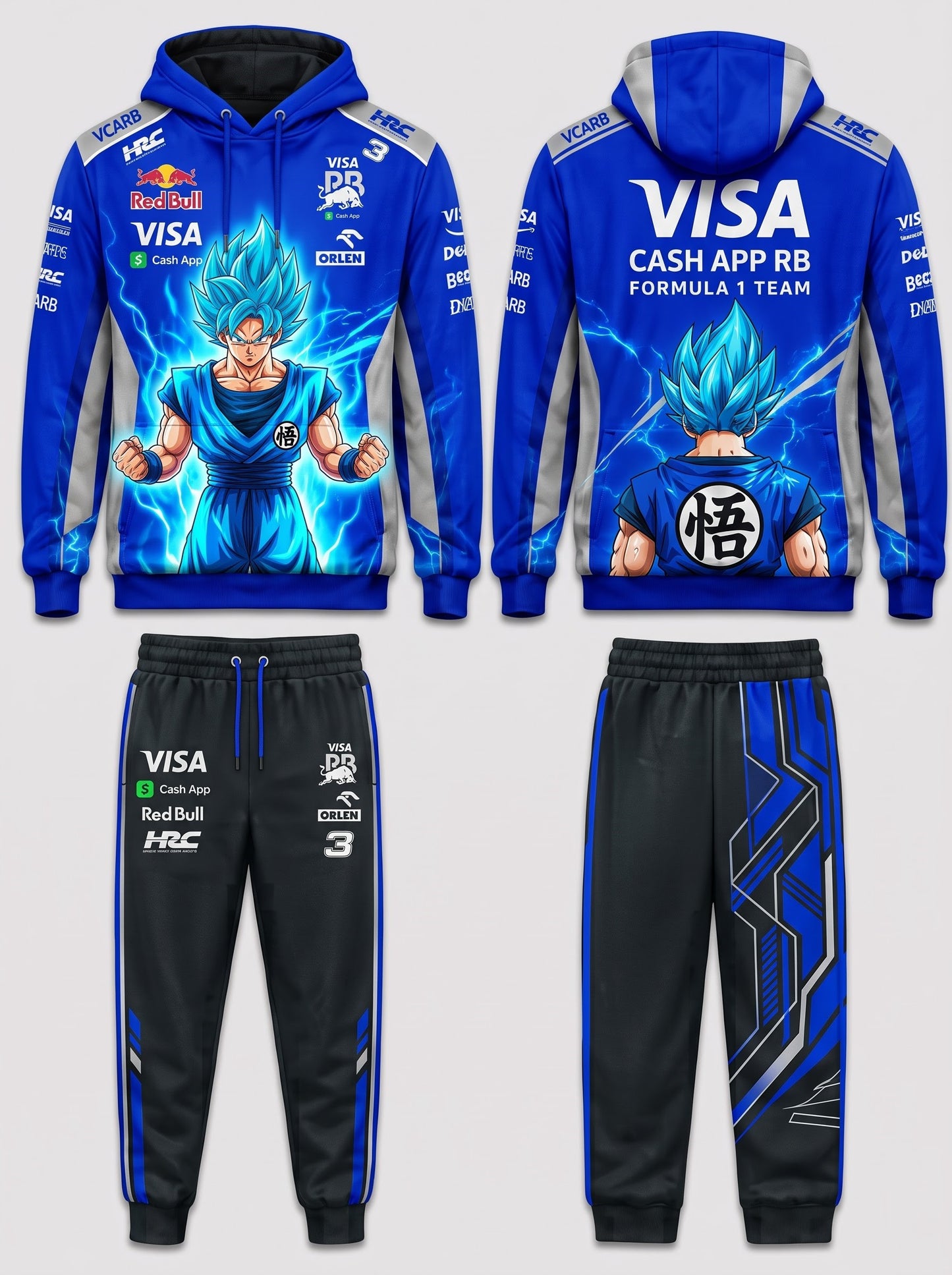 Sport Racing F1 x Son Goku Set — Hoodie & Sweatpants | 11 Formula Team Inspired Dragon Style