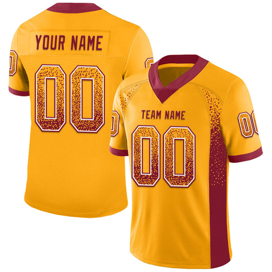 Custom Gold Crimson-White Drift Fashion Football Jersey