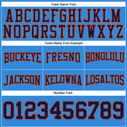 Custom Stitched Powder Blue Navy-Orange Football Pullover Sweatshirt Hoodie