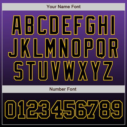 Custom Purple Black-Gold Authentic Fade Fashion Baseball Jersey