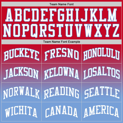 Custom Red White-Light Blue Authentic Fade Fashion Basketball Jersey