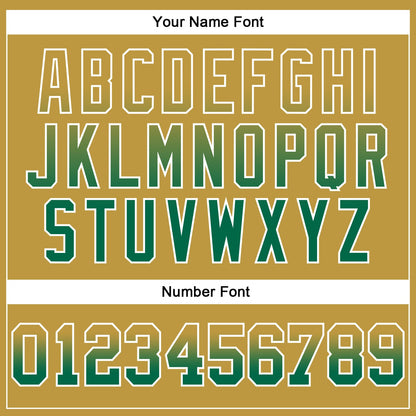 Custom Stitched Old Gold Kelly Green-White Fade Fashion Arrow Sports Pullover Sweatshirt Hoodie