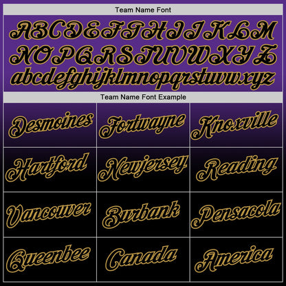 Custom Purple Black-Old Gold Fade Fashion Performance T-Shirt