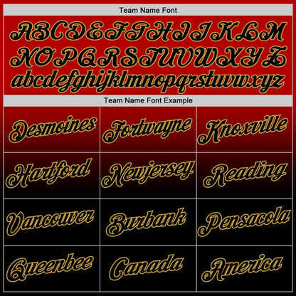Custom Red Black-Old Gold Fade Fashion Performance T-Shirt