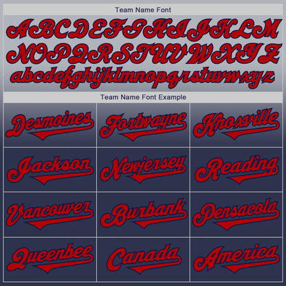 Custom Gray Red-Navy Authentic Fade Fashion Baseball Jersey