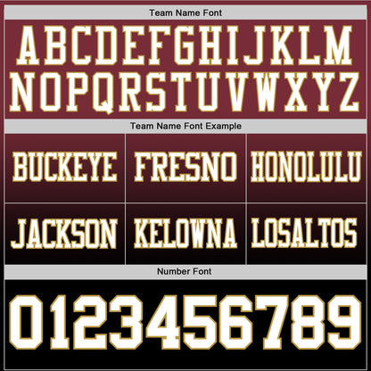 Custom Burgundy White Black-Old Gold Authentic Fade Fashion Football Jersey