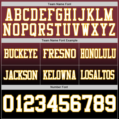 Custom Burgundy White Black-Gold Authentic Fade Fashion Football Jersey