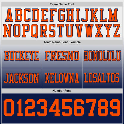 Custom White Orange-Navy Authentic Fade Fashion Football Jersey