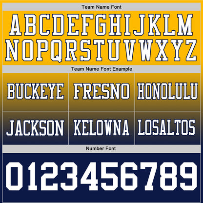 Custom Gold White-Navy Authentic Fade Fashion Football Jersey