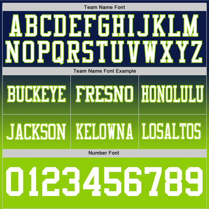 Custom Navy White-Neon Green Authentic Fade Fashion Football Jersey