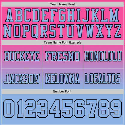 Custom Pink Light Blue-Black Authentic Fade Fashion Football Jersey
