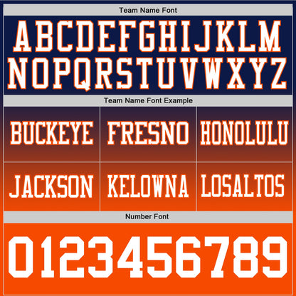 Custom Navy White-Orange Authentic Fade Fashion Football Jersey