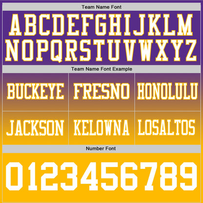 Custom Purple White-Gold Authentic Fade Fashion Football Jersey