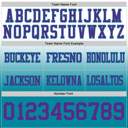 Custom White Purple-Teal Authentic Fade Fashion Football Jersey