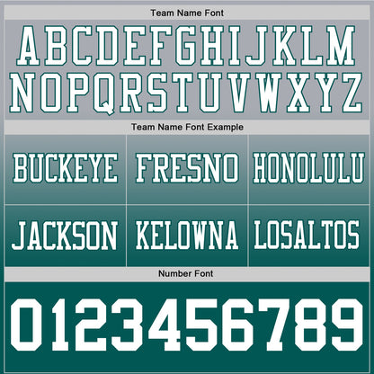 Custom Gray White-Midnight Green Authentic Fade Fashion Football Jersey