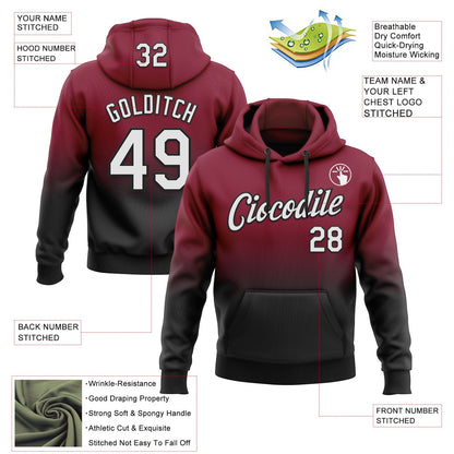 Custom Stitched Crimson White-Black Fade Fashion Sports Pullover Sweatshirt Hoodie