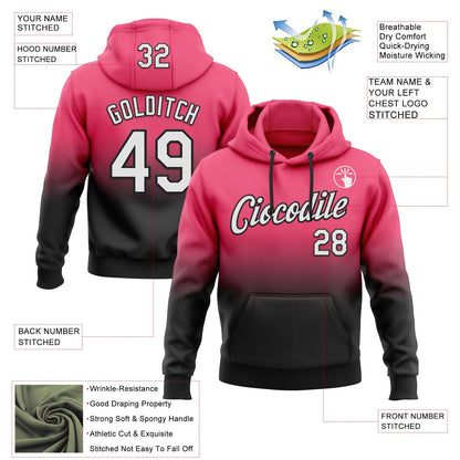Custom Stitched Neon Pink White-Black Fade Fashion Sports Pullover Sweatshirt Hoodie