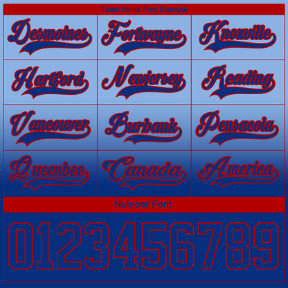 Custom Light Blue Royal-Red Fade Fashion Hockey Lace Neck Jersey