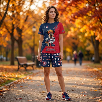 Halloween Baseball Fan T-Shirt And Shorts Set, Cartoon Mouse Sport Outfit | 30 Teams Available