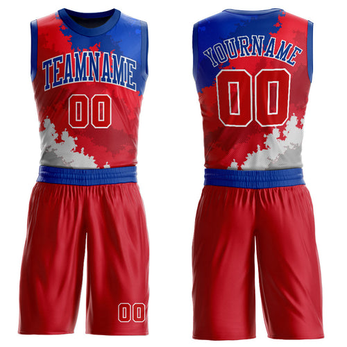 Custom Figure Red-Royal Round Neck Sublimation Basketball Uniform Jersey