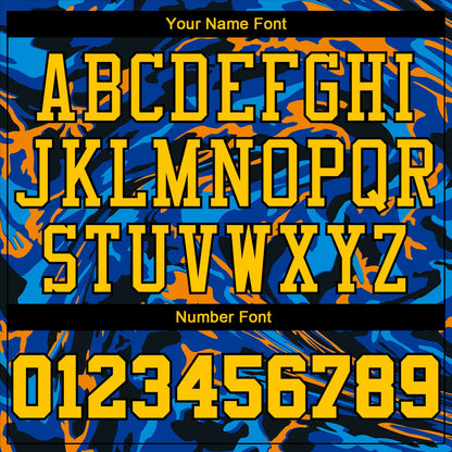 Custom Figure Gold-Royal Round Neck Sublimation Basketball Uniform Jersey