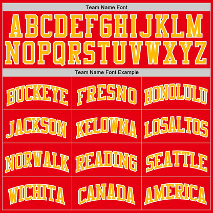 Custom Fire Red Gold-White Authentic Basketball Jersey