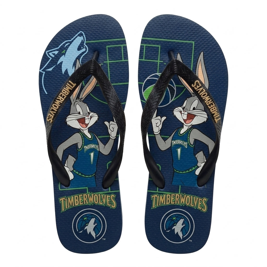 Cartoon Beagle Basketball Flip Flops, Sport Fan Sandals | 30 Teams Available