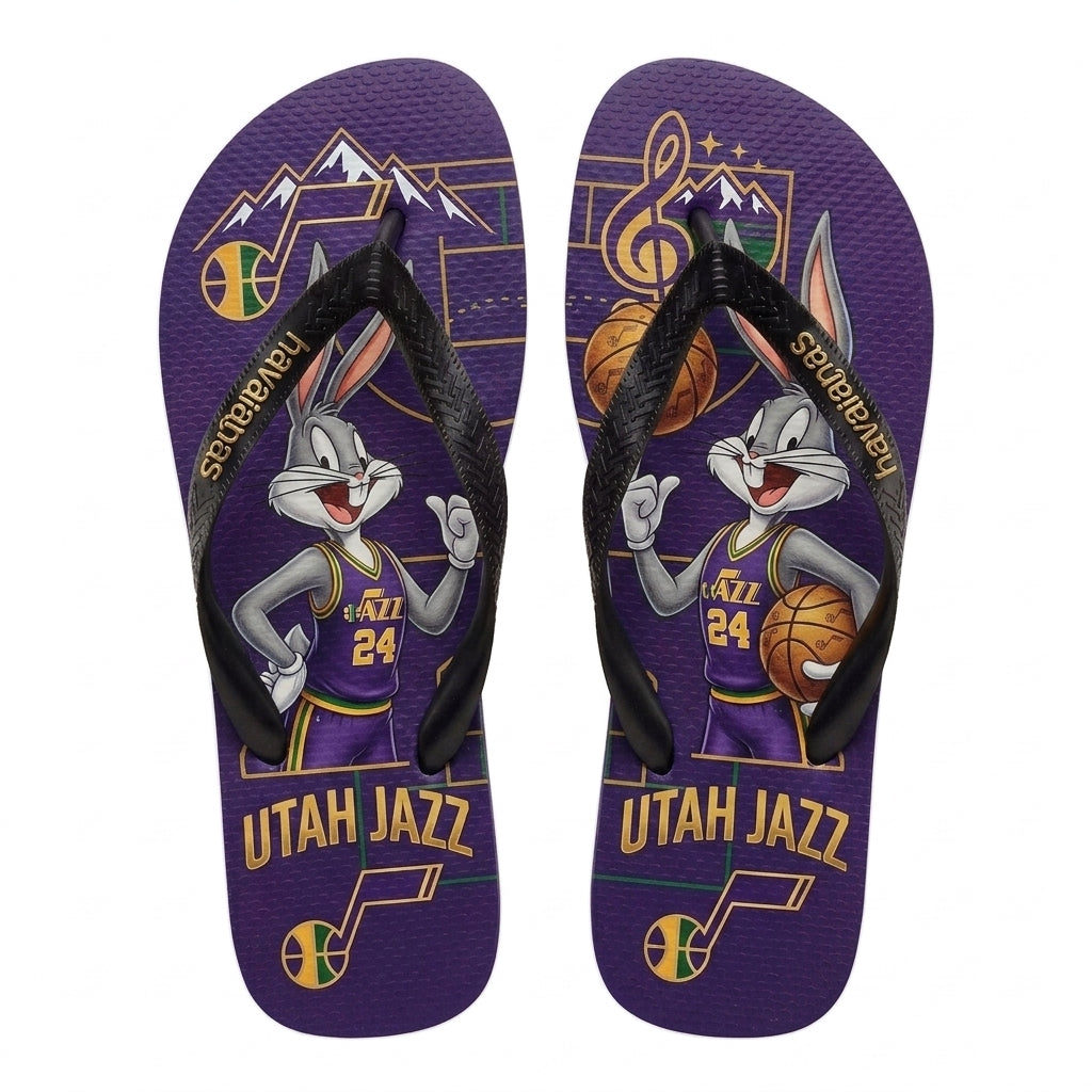 Cartoon Beagle Basketball Flip Flops, Sport Fan Sandals | 30 Teams Available