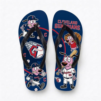 Cartoon Pink Dog Baseball Flip Flops, Sport Fan Sandals | 30 Teams Available