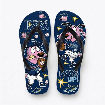 Cartoon Pink Dog Baseball Flip Flops, Sport Fan Sandals | 30 Teams Available