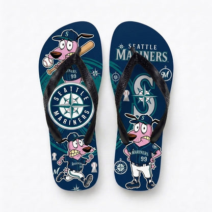 Cartoon Pink Dog Baseball Flip Flops, Sport Fan Sandals | 30 Teams Available