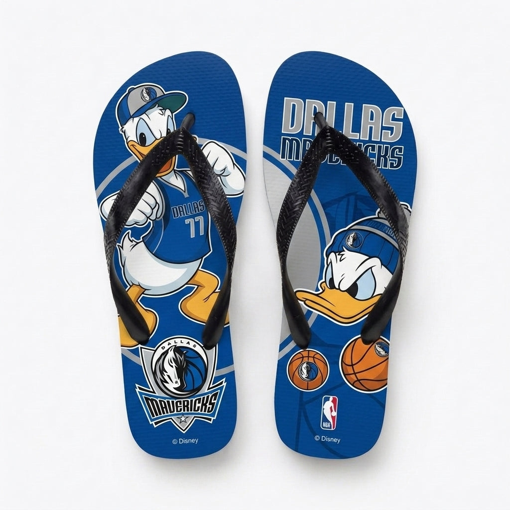Cartoon Duck Basketball Flip Flops, Sport Fan Sandals | 30 Teams Available
