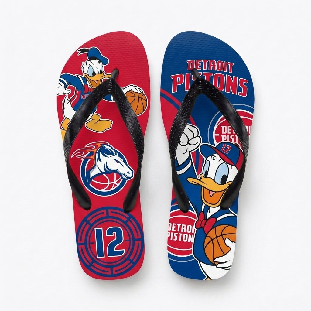 Cartoon Duck Basketball Flip Flops, Sport Fan Sandals | 30 Teams Available