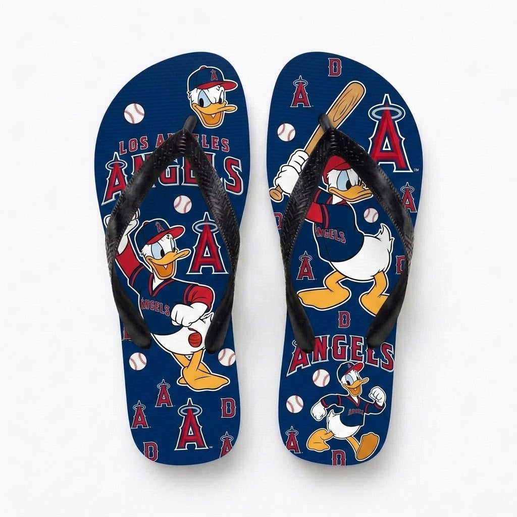 Cartoon Duck Baseball Flip Flops, Sport Fan Sandals | 30 Teams Available