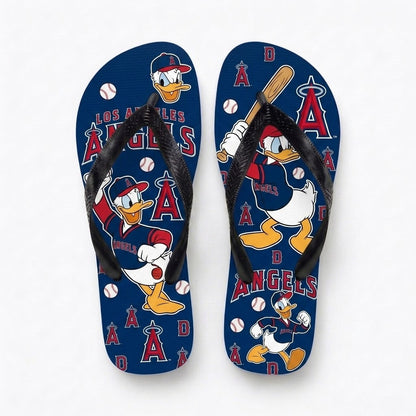 Cartoon Duck Baseball Flip Flops, Sport Fan Sandals | 30 Teams Available
