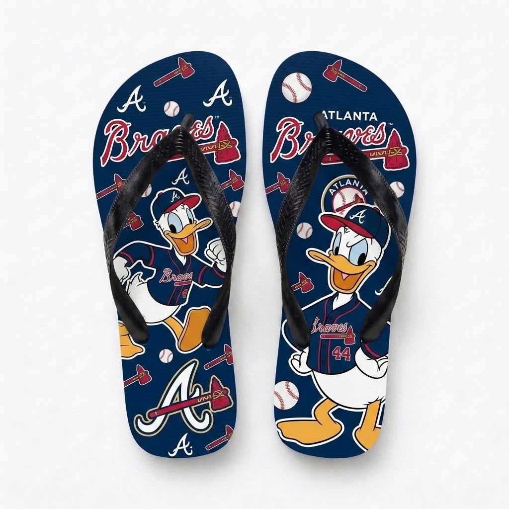 Cartoon Duck Baseball Flip Flops, Sport Fan Sandals | 30 Teams Available
