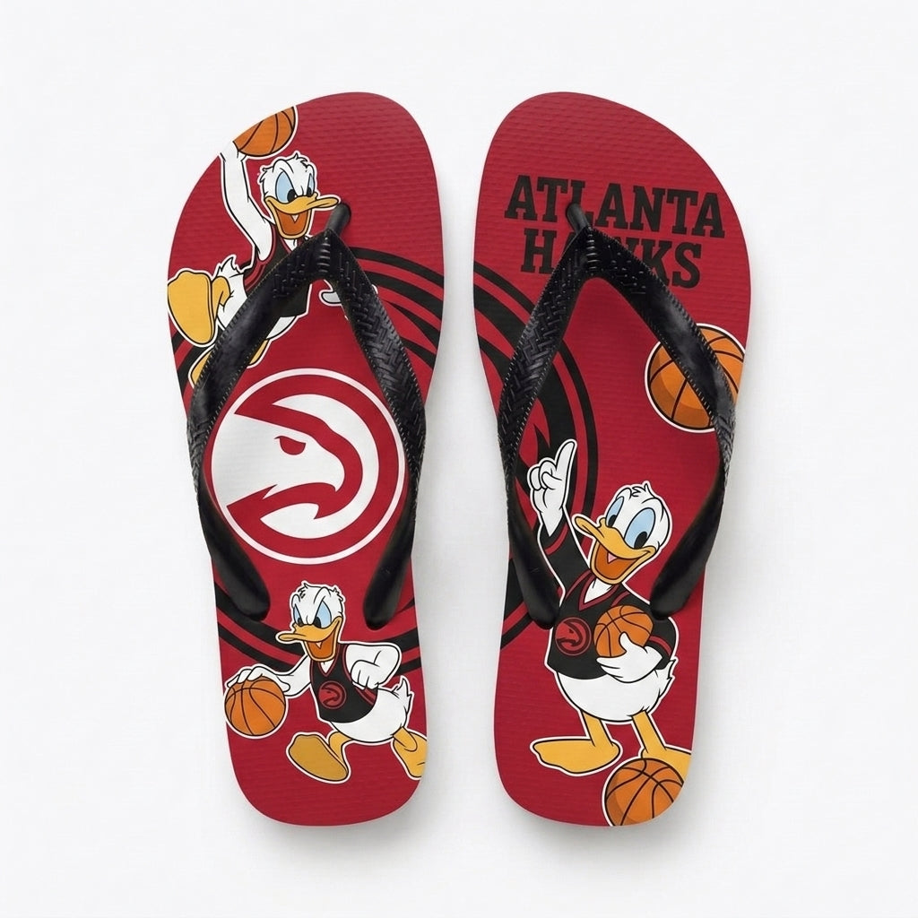 Cartoon Duck Basketball Flip Flops, Sport Fan Sandals | 30 Teams Available
