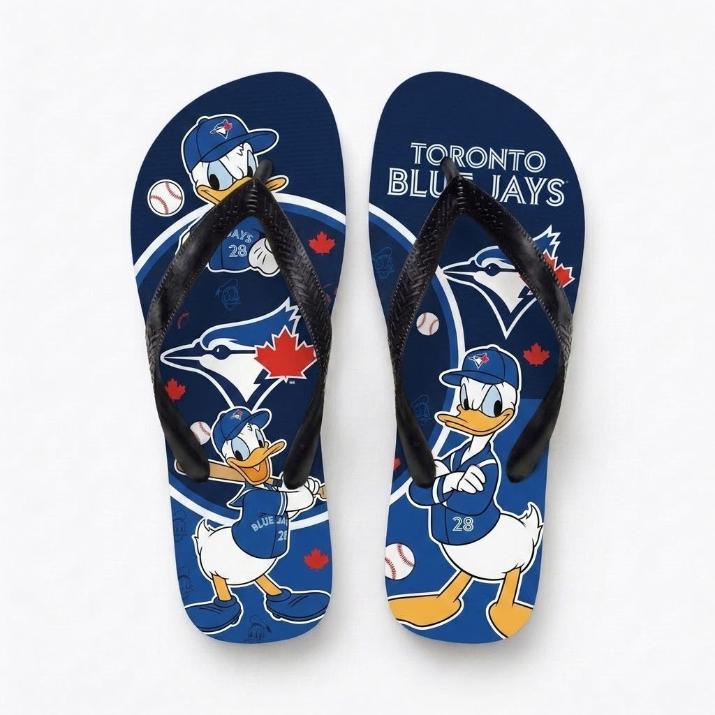 Cartoon Duck Baseball Flip Flops, Sport Fan Sandals | 30 Teams Available
