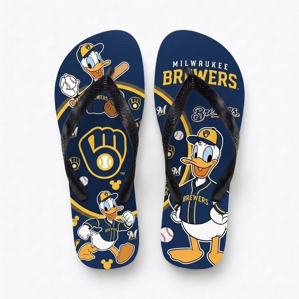 Cartoon Duck Baseball Flip Flops, Sport Fan Sandals | 30 Teams Available
