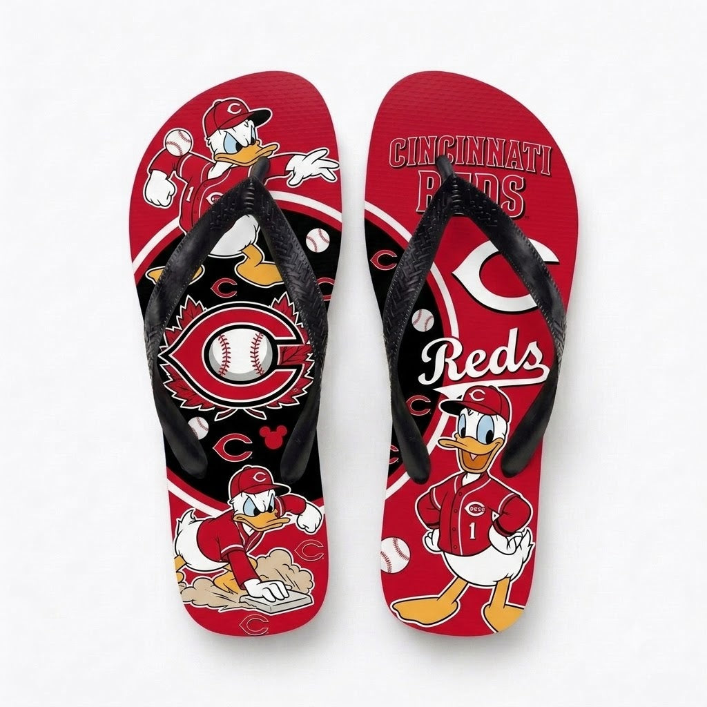 Cartoon Duck Baseball Flip Flops, Sport Fan Sandals | 30 Teams Available