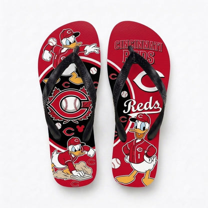 Cartoon Duck Baseball Flip Flops, Sport Fan Sandals | 30 Teams Available