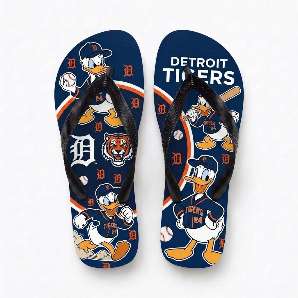 Cartoon Duck Baseball Flip Flops, Sport Fan Sandals | 30 Teams Available